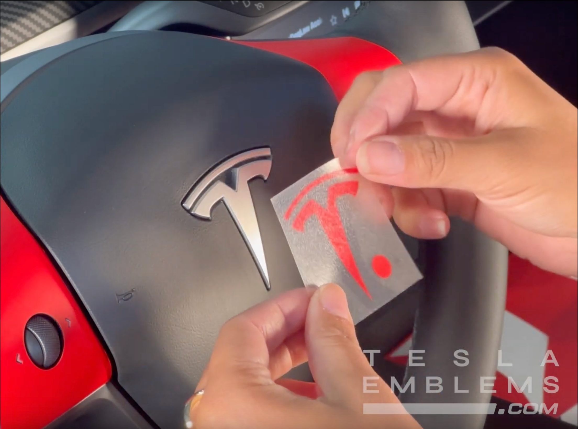 Alcantara - Adhesivo marcador de rayas centrales para volante,  antideslizante, para volver a las calcomanías estándar para Tesla Model 3,  YS (Gris