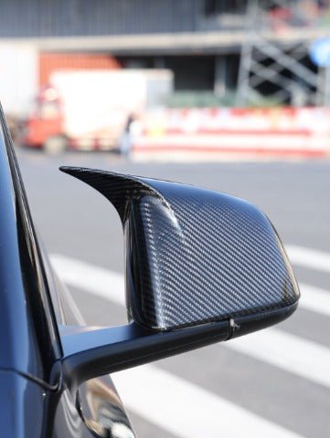 2021 - 2024 Tesla Model 3 - Viper Carbon Fiber Mirror Covers - Tesla Emblems