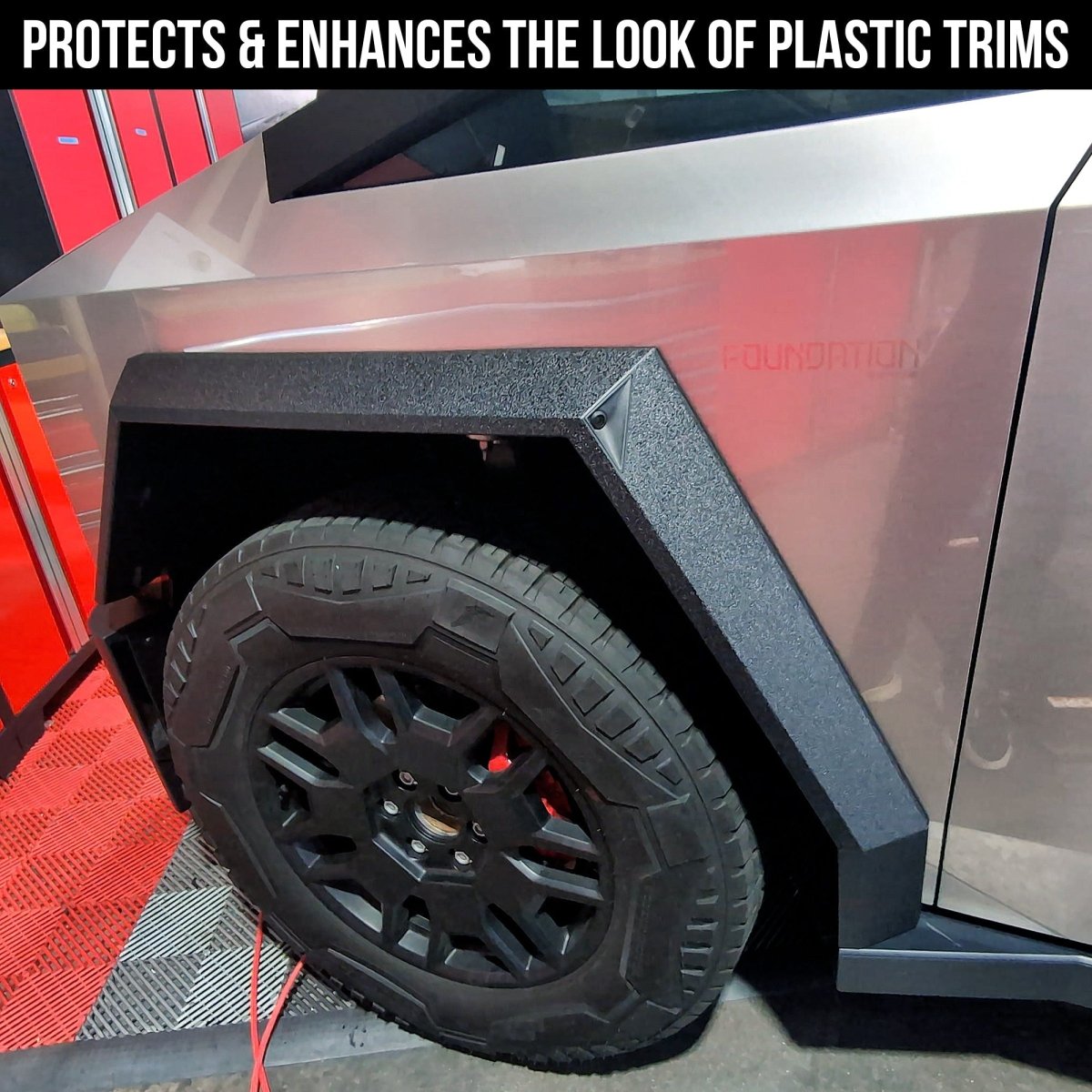 Tesla Cybertruck Fender Flares DIY Vinyl Fascia Overlay Film Protection Kit - Bed Liner Spray Look | TOProtect - Tesla Emblems