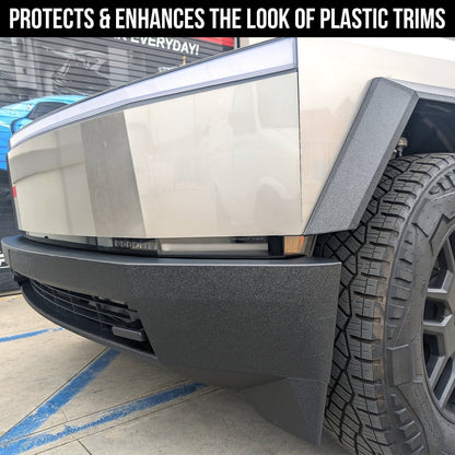 Tesla Cybertruck Front Bumper DIY Vinyl Fascia Overlay Film Protection Kit - Bed Liner Spray Look | TOProtect - Tesla Emblems