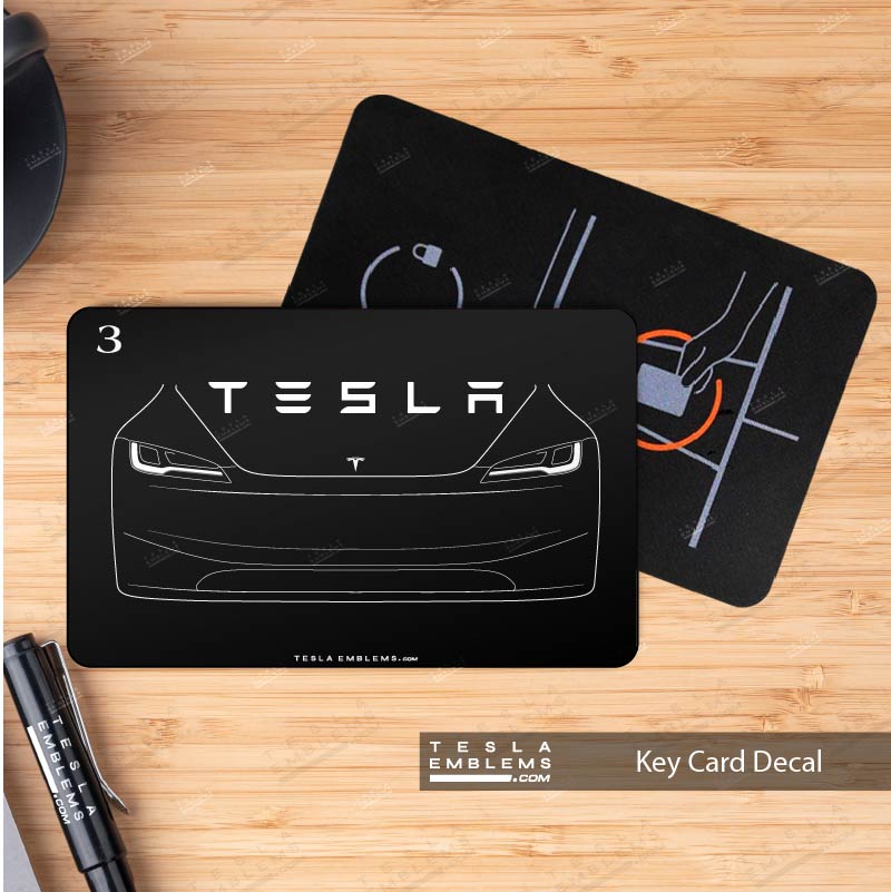 Model 3 Highlander Front Outline Tesla Keycard Decal - Tesla Emblems