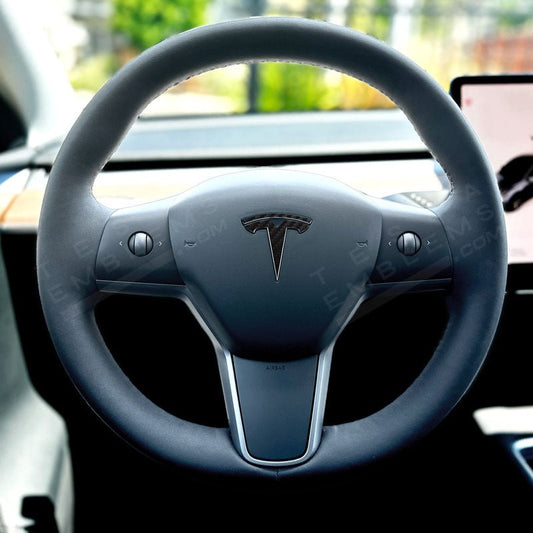 3M Carbon Fiber Tesla Steering Wheel Emblem Decal - Tesla Emblems