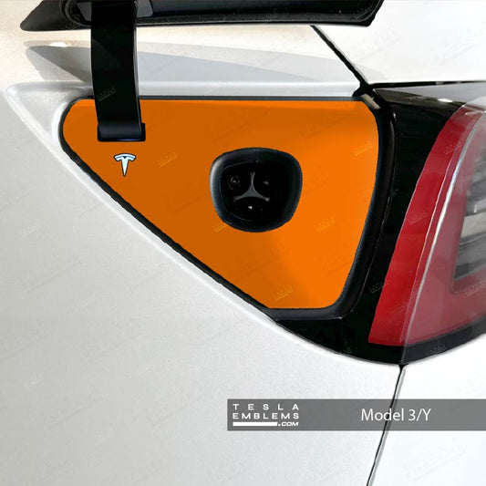 3M Gloss Deep Orange Tesla Charge Port Wrap - Tesla Emblems