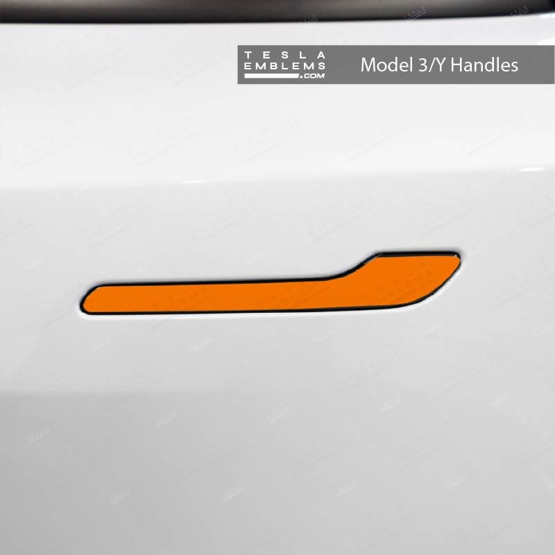 3M Gloss Deep Orange Tesla Door Handle Decals (4pcs) - Tesla Emblems