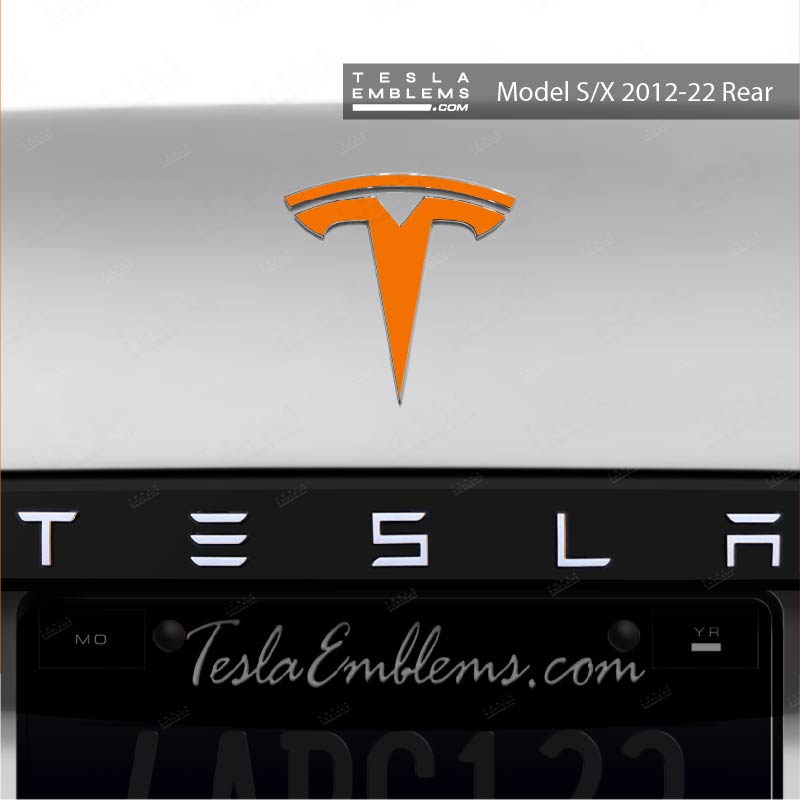3M Gloss Deep Orange Tesla Emblem Decals (Front + Back) - Tesla Emblems