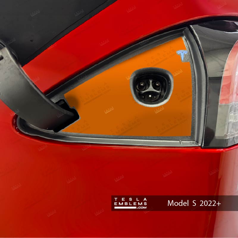 3M Gloss Deep Orange Tesla Charge Port Wrap - Tesla Emblems