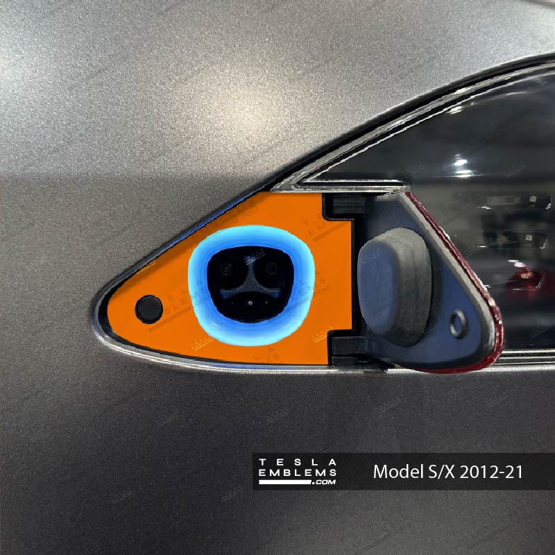 3M Gloss Deep Orange Tesla Charge Port Wrap - Tesla Emblems