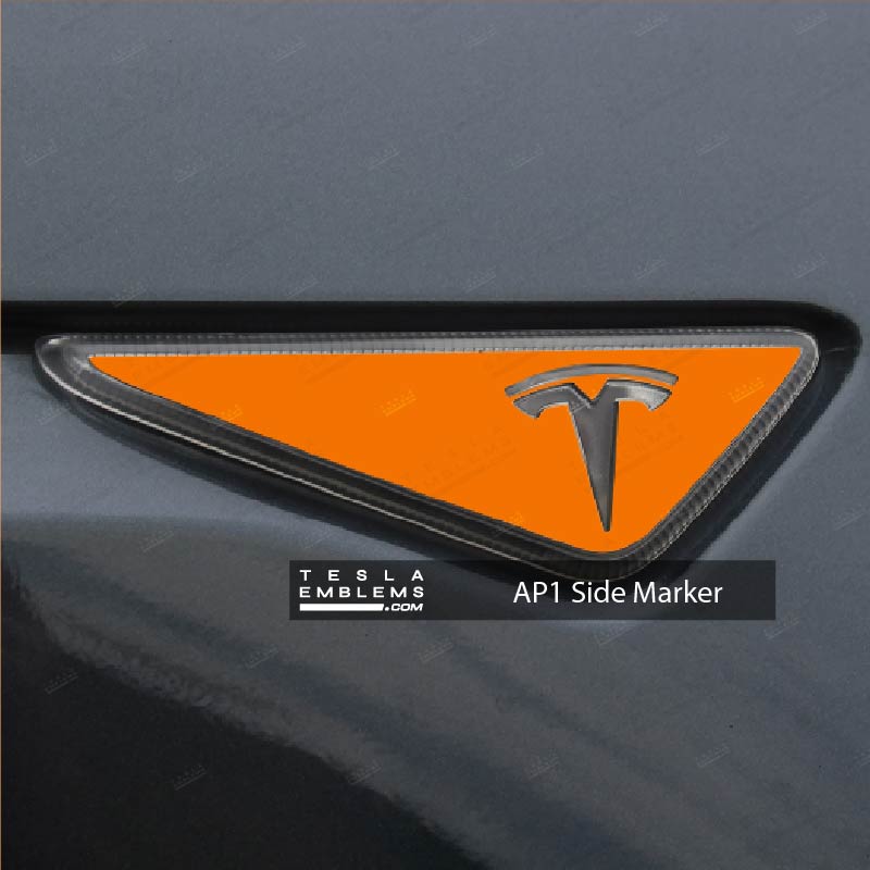 3M Gloss Deep Orange Tesla Side Marker Decals (2pcs) - Tesla Emblems