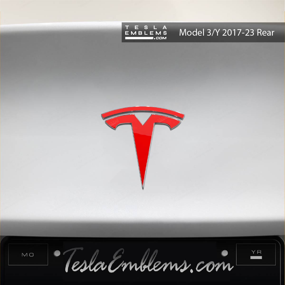 3M Gloss Dragon Fire Red Tesla Emblem Decals (Front + Back) - Tesla Emblems