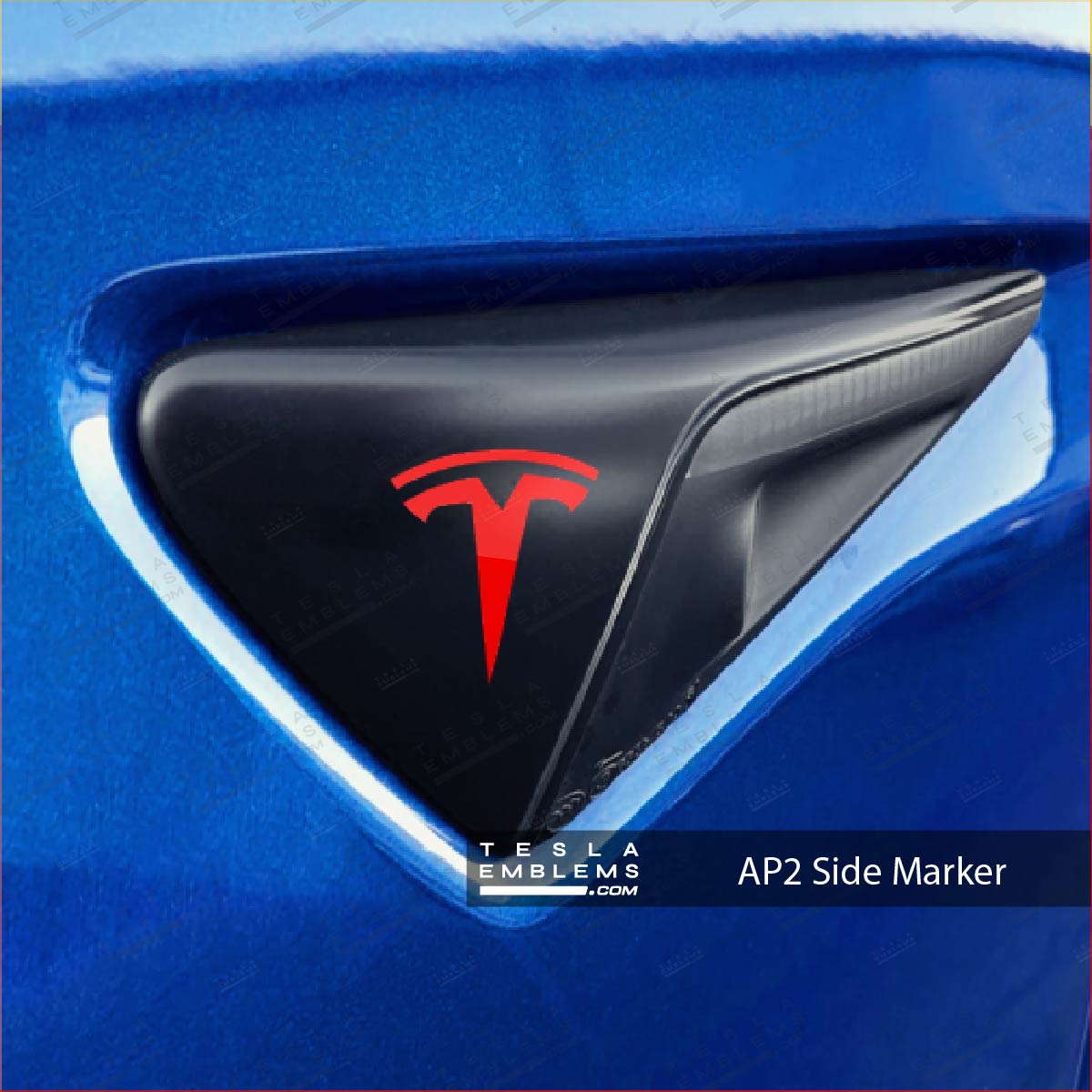 3M Gloss Dragon Fire Red Tesla Side Marker Decals (2pcs) - Tesla Emblems