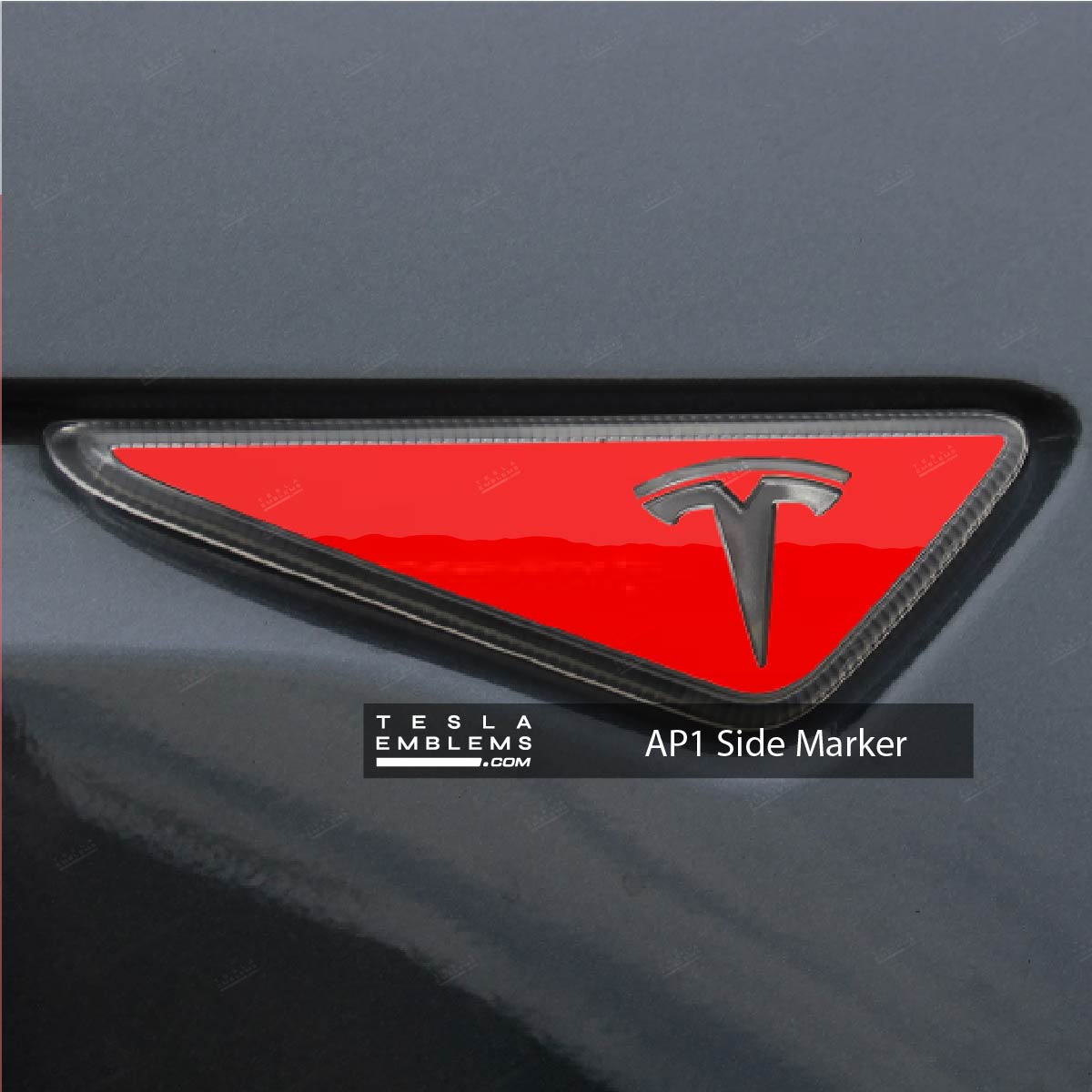 3M Gloss Dragon Fire Red Tesla Side Marker Decals (2pcs) - Tesla Emblems