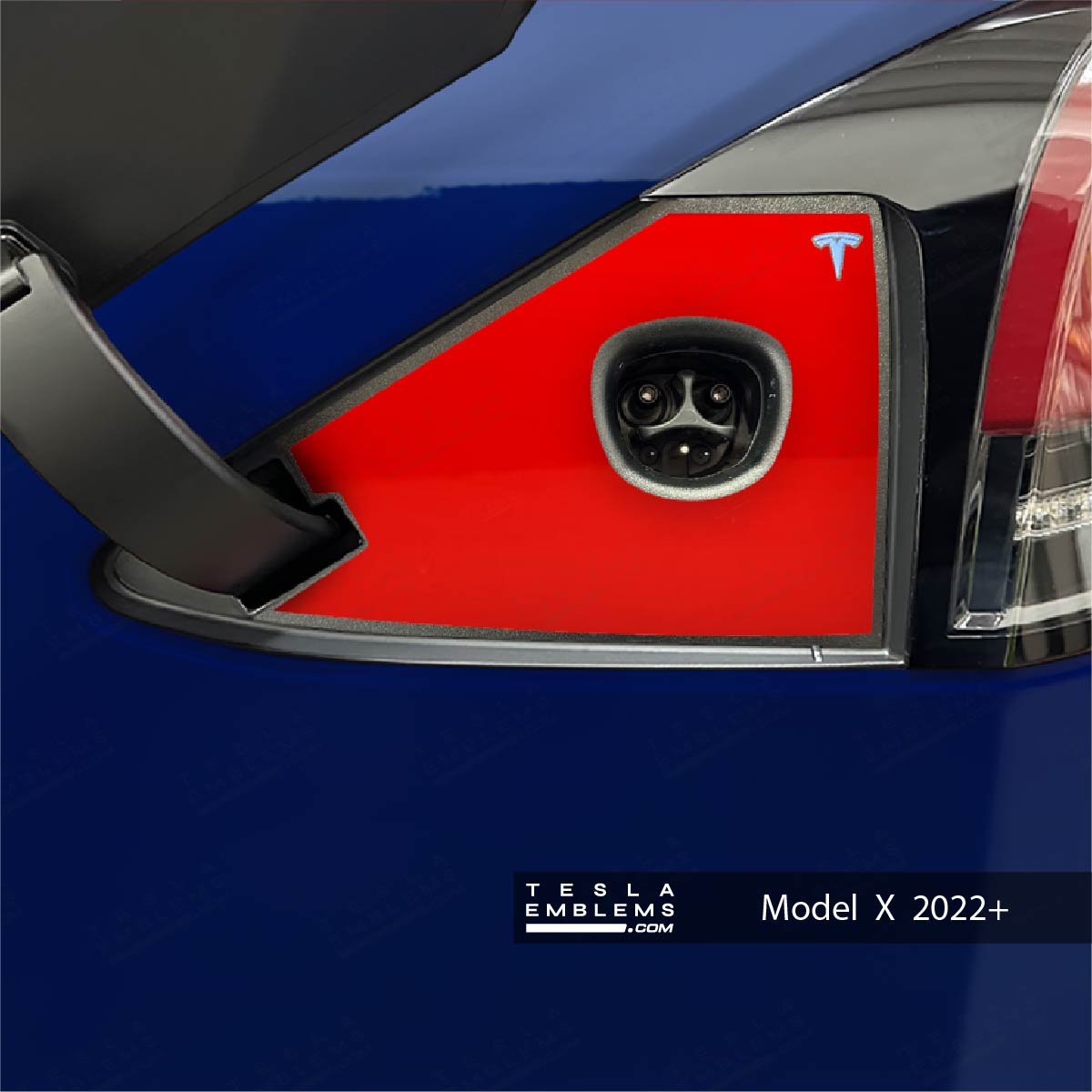 3M Gloss Dragon Fire Red Tesla Charge Port Wrap - Tesla Emblems