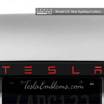 3M Gloss Hot Rod Red Tesla Emblem Decals (Front + Back) - Tesla Emblems