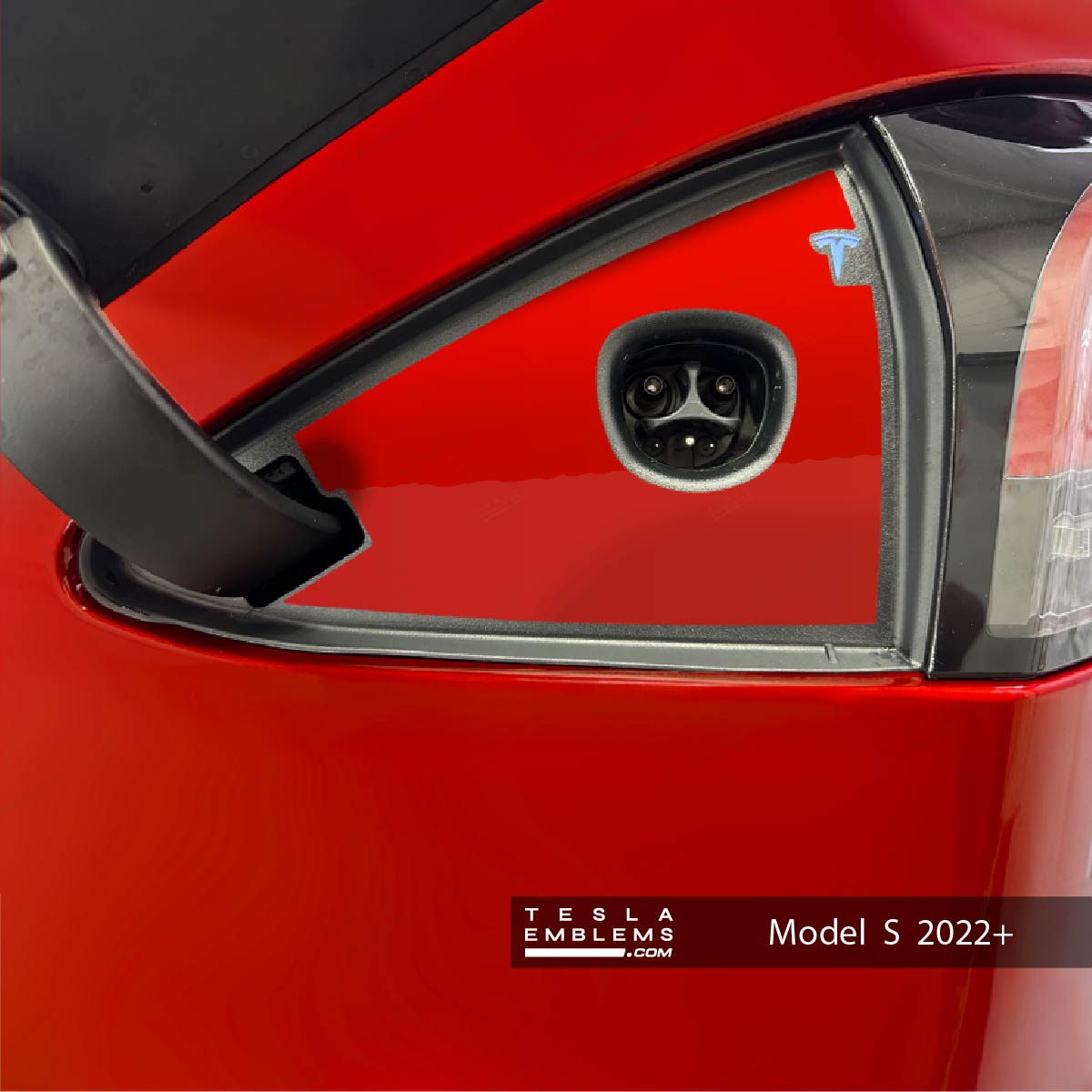 3M Gloss Hot Rod Red Tesla Charge Port Wrap - Tesla Emblems