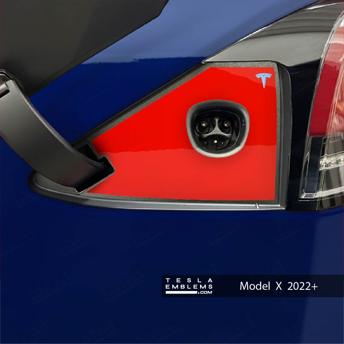 3M Gloss Hot Rod Red Tesla Charge Port Wrap - Tesla Emblems