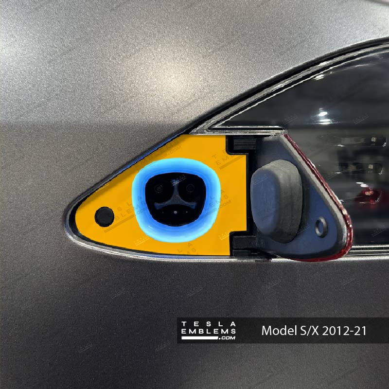 3M Gloss Gloss Sunflower Yellow Tesla Charge Port Wrap - Tesla Emblems