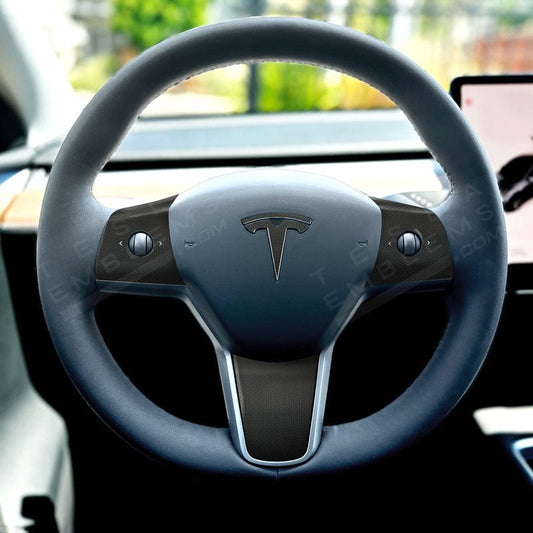 3M Matrix Black Tesla Steering Wheel Trim Decal Kit (4pcs) - Tesla Emblems