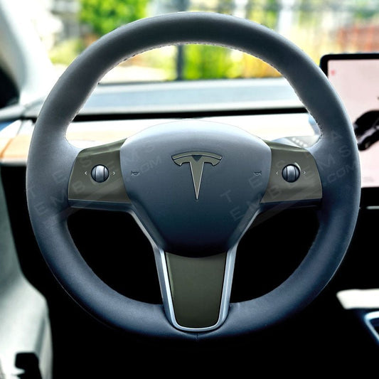 3M Matte Military Green Tesla Steering Wheel Trim Decal Kit (4pcs) - Tesla Emblems