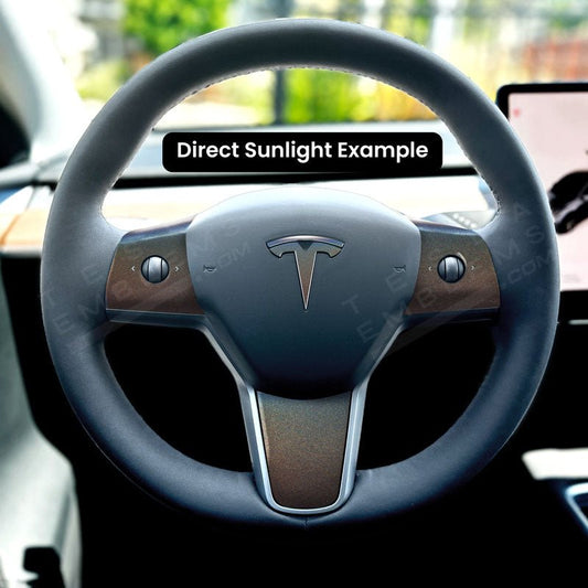 3M Satin Psychedelic Flip Tesla Steering Wheel Trim Decal Kit (4pcs) - Tesla Emblems