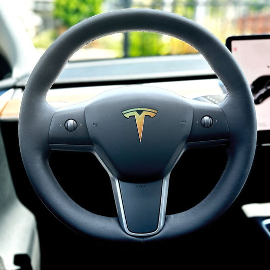 3M Satin Psychedelic Flip Tesla Steering Wheel Emblem Decal - Tesla Emblems