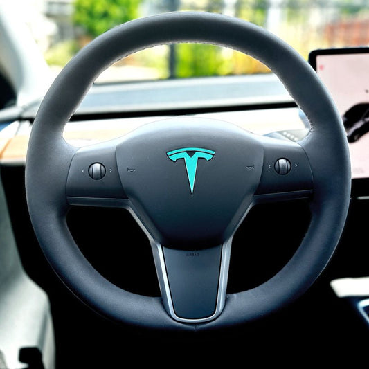 3M Satin Key West Tesla Steering Wheel Emblem Decal - Tesla Emblems