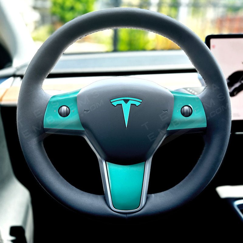 3M Satin Key West Tesla Steering Wheel Trim Decal Kit (4pcs) - Tesla Emblems