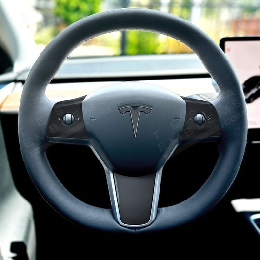 3M Satin Black Tesla Steering Wheel Decals (4pcs) - Tesla Emblems
