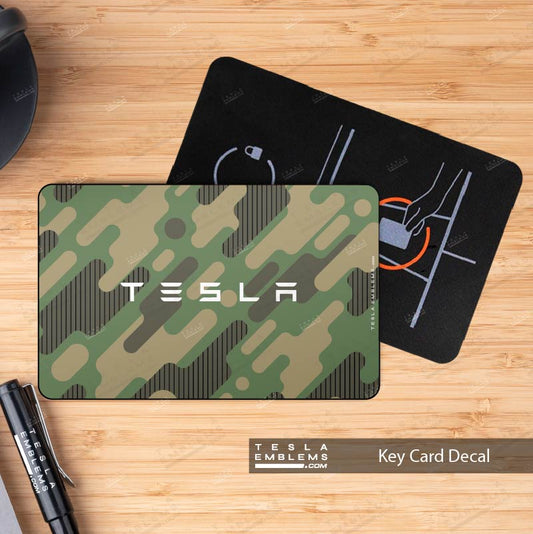 64 Bit Camo Tesla Keycard Decal - Tesla Emblems