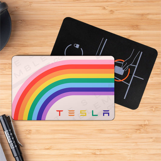 70s Rainbow Tesla Keycard Decal - Tesla Emblems