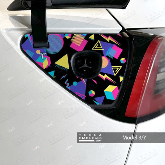 Rad 80s Tesla Charge Port Wrap - Tesla Emblems