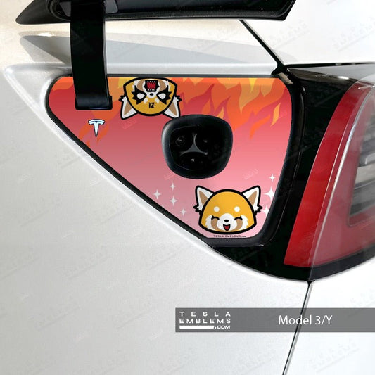 Aggretsuko Tesla Charge Port Wrap - Tesla Emblems