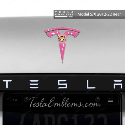 Aggretsuko Tesla Emblem Decals (Front + Back) - Tesla Emblems