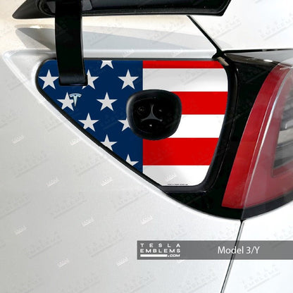 American Flag Tesla Charge Port Decal - Tesla Emblems