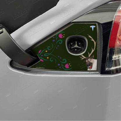 Frozen Anna Tesla Charge Port Decal - Tesla Emblems