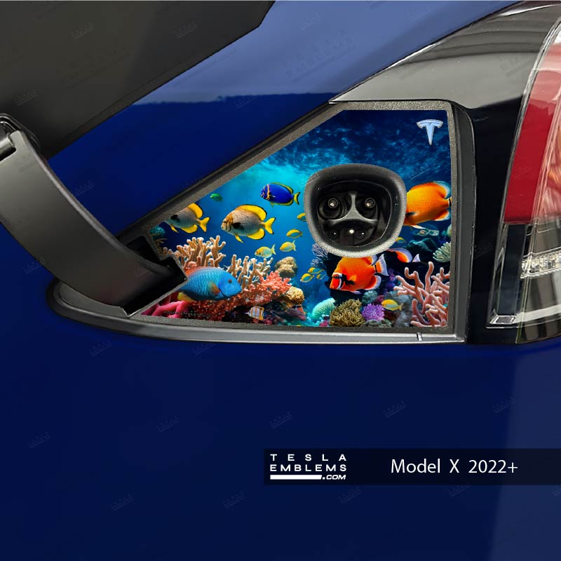 Aquarium Tesla Charge Port Wrap - Tesla Emblems