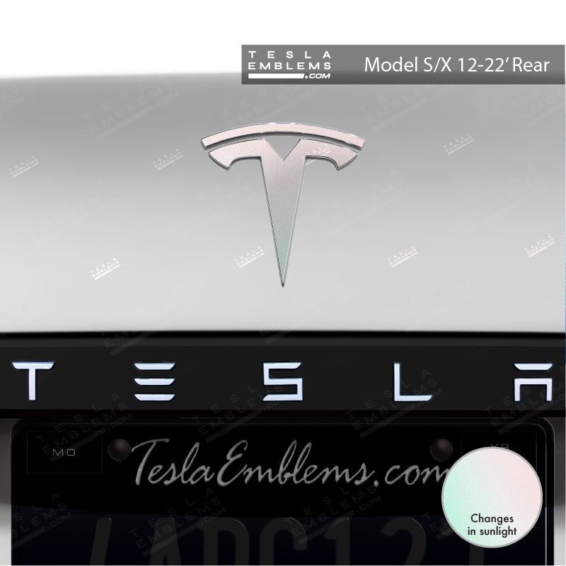 KPMF Matte Aurora Pearl Tesla Emblem Decals (Front + Back) - Tesla Emblems