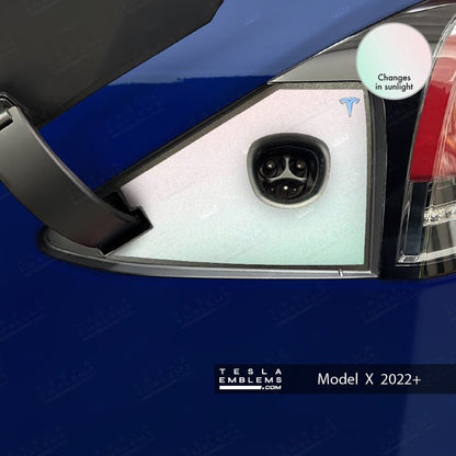 KPMF Matte Aurora Pearl Tesla Charge Port Wrap - Tesla Emblems