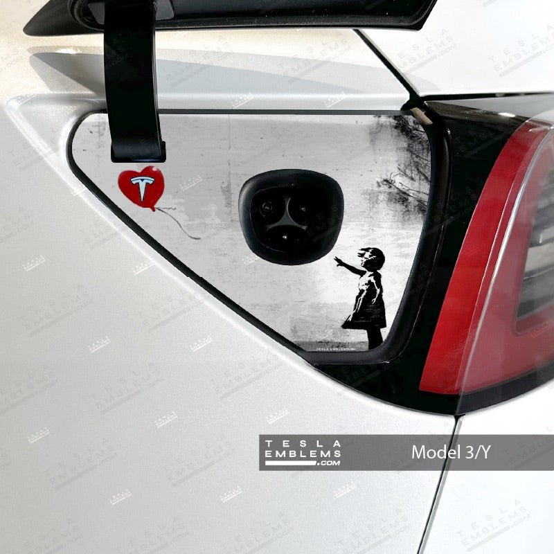 Girl with Balloon Tesla Charge Port Decal - Tesla Emblems