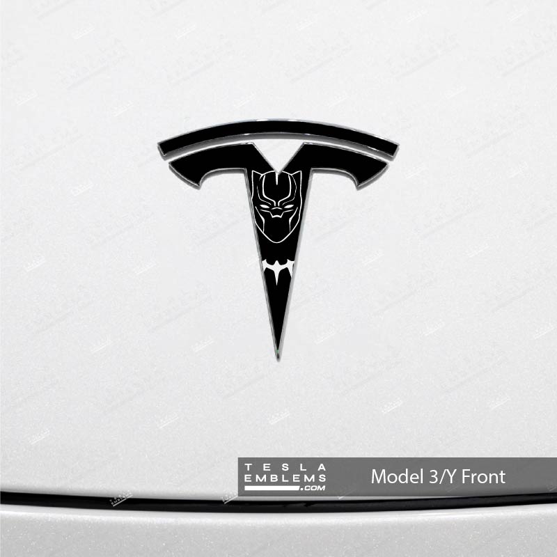 Black Panther Tesla Emblem Decals (Front + Back) - Tesla Emblems