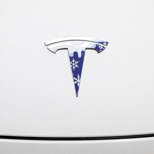 Winter Wonderland Tesla Emblem Decals (Front + Back Emblem Decals)