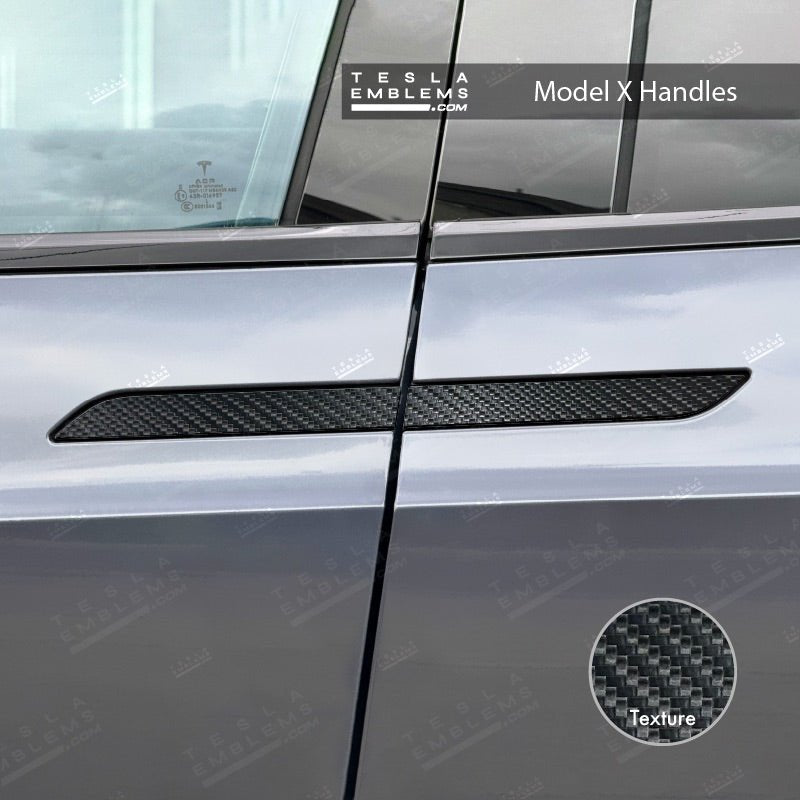 3M Carbon Fiber Tesla Door Handle Decals (4pcs) - Tesla Emblems