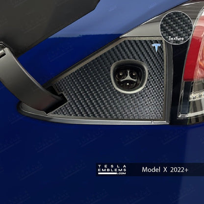 3M Carbon Fiber Tesla Charge Port Wrap - Tesla Emblems