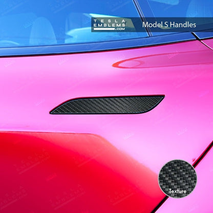 3M Carbon Fiber Tesla Door Handle Decals (4pcs) - Tesla Emblems