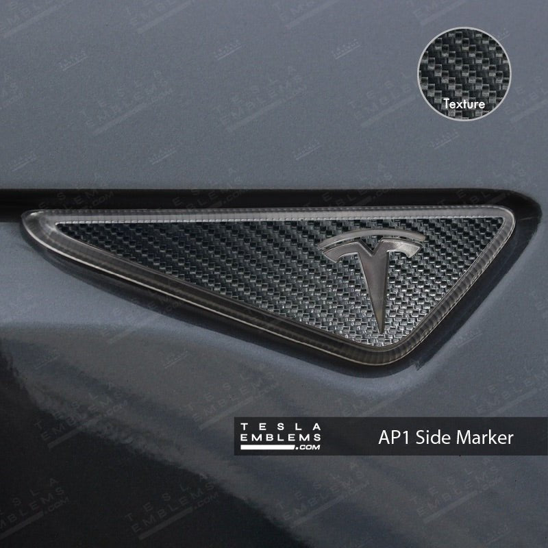 3M Carbon Fiber Tesla Side Marker Decals (2pcs) - Tesla Emblems