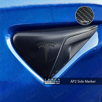 3M Carbon Fiber Tesla Side Marker Decals (2pcs) - Tesla Emblems