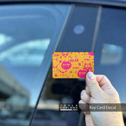 Pink Cats Tesla Keycard Decal - Tesla Emblems