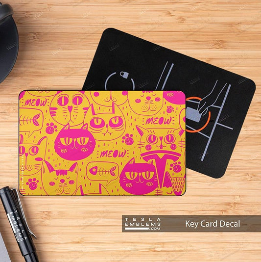 Pink Cats Tesla Keycard Decal - Tesla Emblems