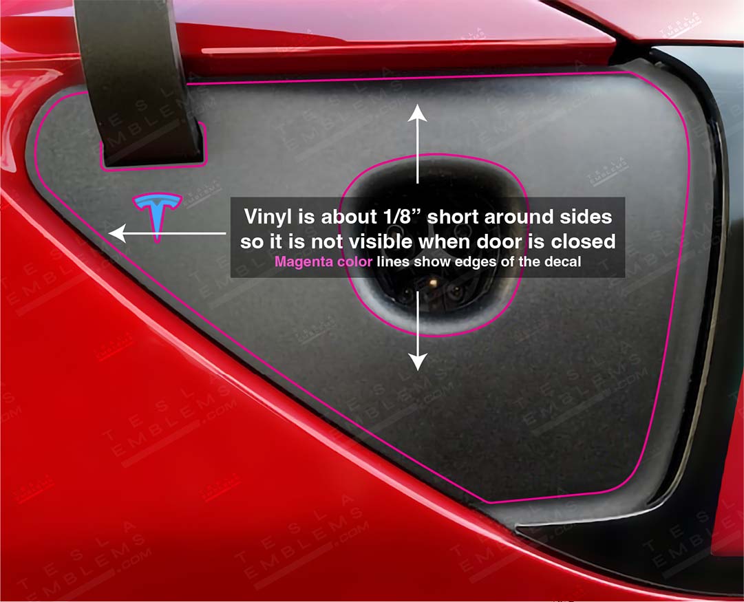 3M Gloss Hot Rod Red Tesla Charge Port Decal - Tesla Emblems