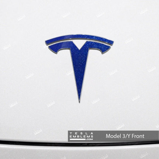 3M Deep Blue Metallic Tesla Emblem Decals (Front + Back) - Tesla Emblems