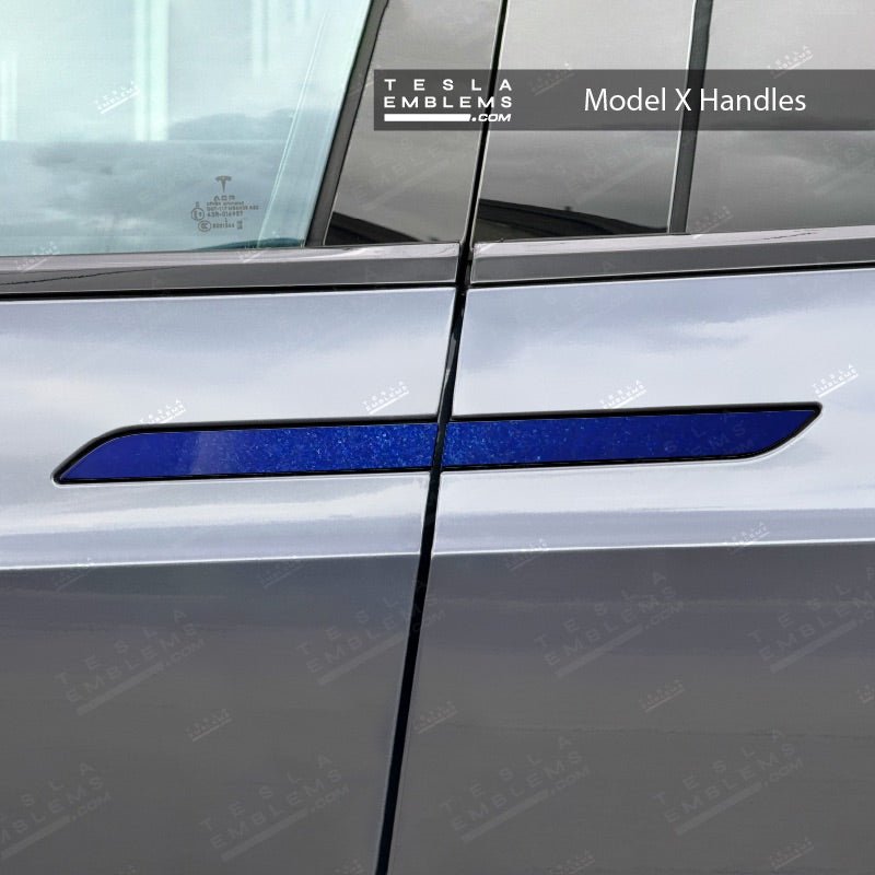 3M Deep Blue Metallic Tesla Door Handle Decals (4pcs) - Tesla Emblems